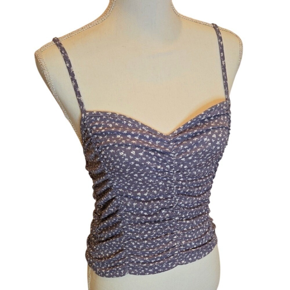 Y2K‎ Cami Tank Top Ruched Feminine Coquette Sweetheart Soft Girl Mm Mm Mm Large - Picture 3 of 6